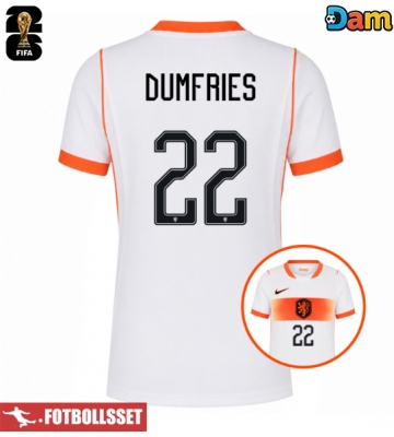 Nederländerna Denzel Dumfries #22 Bortatröja Dam VM 2026 Kortärmad